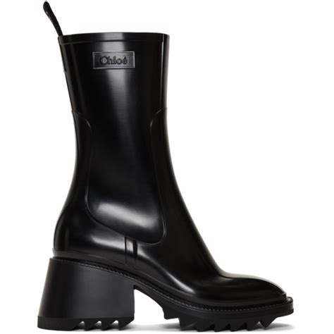 chloe rain boots black|chloe high heel boots.